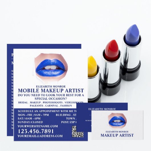 Modern Blue Lips, Makeup Artist Visitekaartje
