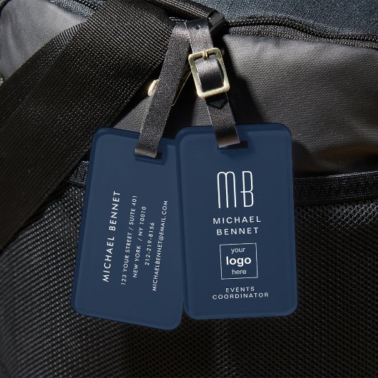 Modern Blue Logo Business Bagagelabel