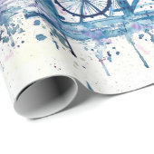 Modern Blue London skyline waterverf Cadeaupapier (Rol Hoek)