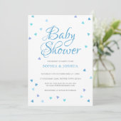 Modern Blue Love Hearts Paren Baby Boy Shower Kaart (Staand voorkant)