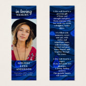 Modern Blue Marble Memorial Poem Funeral Bladwijze Mini Visitekaartjes (Voorkant /achterkant)