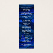 Modern Blue Marble Memorial Poem Funeral Bladwijze Mini Visitekaartjes (Achterkant)