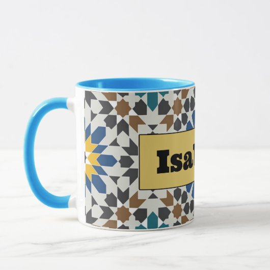 Modern Blue & Maroon Geometric Mug with Custom Mok (Links)