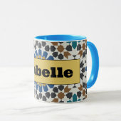 Modern Blue & Maroon Geometric Mug with Custom Mok (Voorkant rechts)