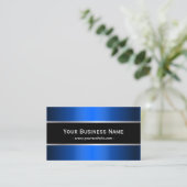 Modern Blue Metallic Black Stripe Professional Visitekaartje (Staand voorkant)
