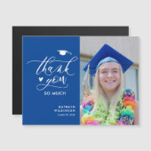 Modern Blue Minimalist Photo Afstuderen Hartelijk  (Voorkant / Achterkant)