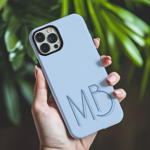 Modern Blue Monogram Initialen Hedendaags iPhone 16 Pro Max Hoesje