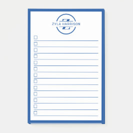 Modern Blue Monogram Name To Do List Post-it® Notes