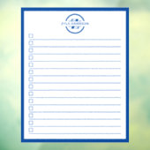 Modern Blue Monogram Name To Do List Raamsticker (Vel 3)