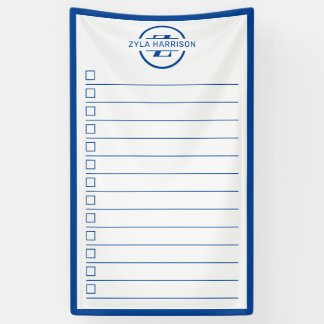 Modern Blue Monogram Name To Do List Spandoek