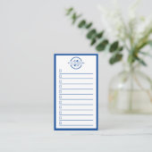 Modern Blue Monogram Name To Do List Visitekaartje (Staand voorkant)