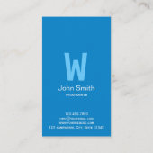 Modern Blue Monogram Programmer Visitekaartje (Achterkant)