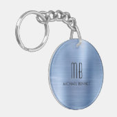 Modern Blue Monogrammed Sleutelhanger (Voorkant Links)