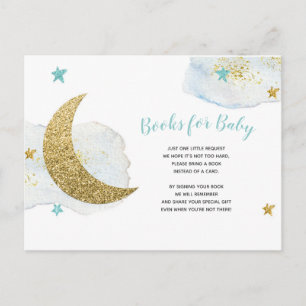 Modern Blue Moon Glitter Books for Baby card Briefkaart