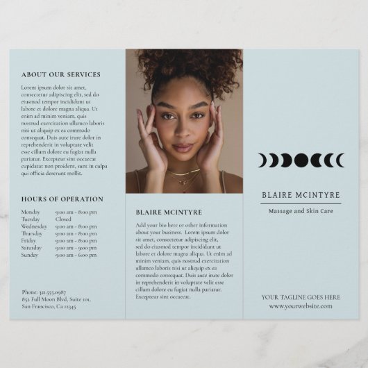 Modern Blue Moon Phases Elegante drievoudige broch (Voorkant)