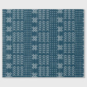 Modern Blue Mud Cloth African Pattern Cadeaupapier (Vlak)