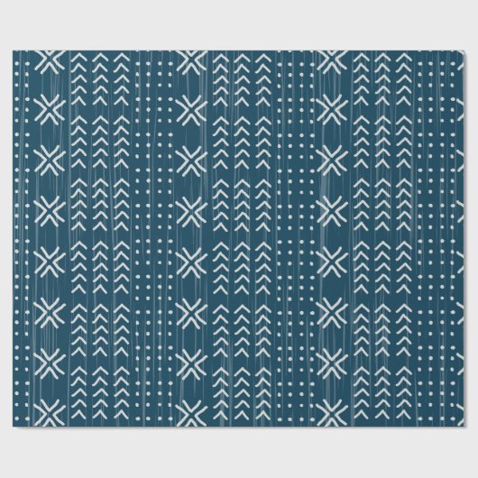 Modern Blue Mud Cloth African Pattern Cadeaupapier (Vlak)