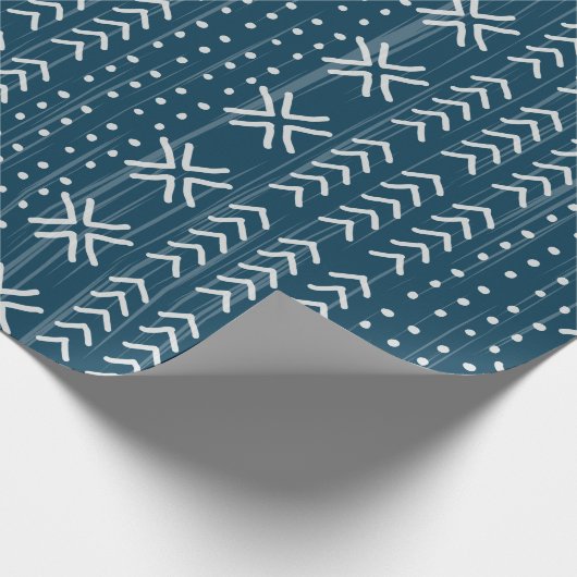 Modern Blue Mud Cloth African Pattern Cadeaupapier (Hoek)