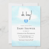 Modern Blue Oh Boy Baby shower Kaart (Voorkant)