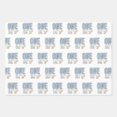 Modern Blue One Silly Goose First Birthday Inpakpapier Vel (Voorkant 2)