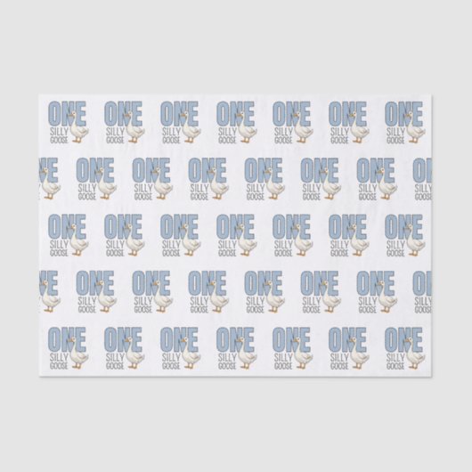 Modern Blue One Silly Goose First Birthday Tissuepapier (Voorkant)