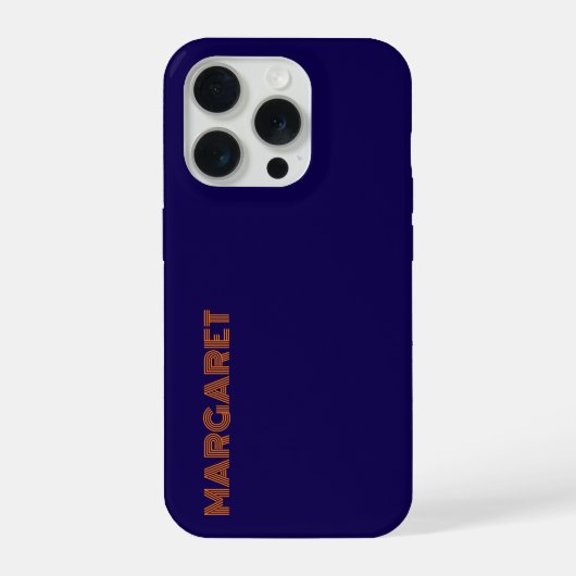 Modern blue &orange personalized name Phone Case iPhone Hoesje (Achterkant)