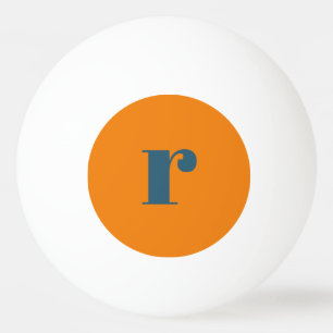 Modern Blue Oranje Monogram Ping Pong Ball