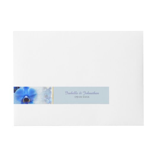 Modern Blue Orchid Floral Gold Trim Adreslabel Wikkel (Voorkant)