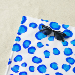 Modern Blue Paars Leopard Animal Print Patroon Strandlaken