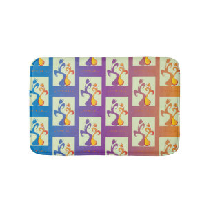 Modern Blue, paars, oranje Tulip Couple Floral Badmat