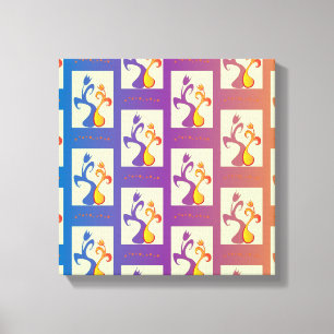 Modern Blue, paars, oranje Tulip Couple Floral Canvas Afdruk