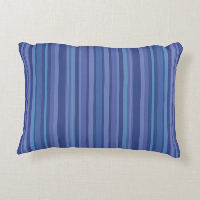 Modern Blue Paars Stripe Accent Kussen (Achterkant)