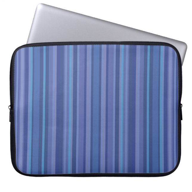 Modern Blue Paars Stripe Laptop Sleeve (Voorkant)
