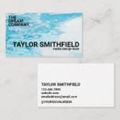 Modern Blue Paint Splatter Trendy Visitekaartje (Voorkant / Achterkant)