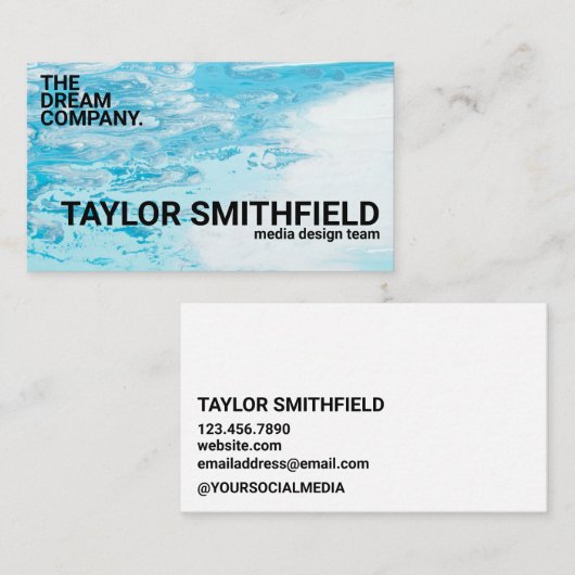 Modern Blue Paint Splatter Trendy Visitekaartje (Voorkant / Achterkant)