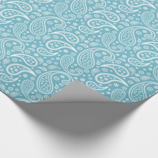 Modern Blue Paisley Pattern Cadeaupapier (Hoek)