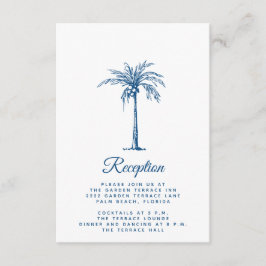 Modern Blue Palm Beach Wedding Reception Informatiekaartje