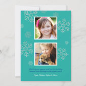 Modern Blue Peace and Joy Snowflake Photo Feestdagenkaart (Achterkant)