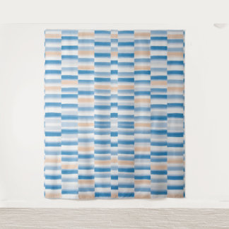 Modern Blue Peach Waterverf gestreept wandtapijt Wandkleed