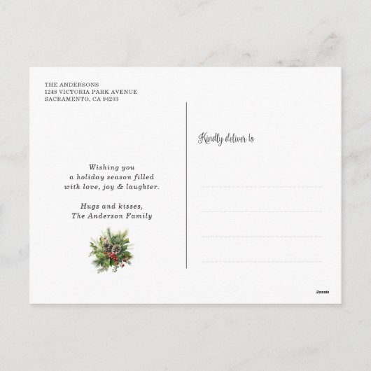 Modern Blue Photo Collage Merry Kerstry Feestdagenkaart (Achterkant)