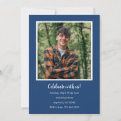 Modern Blue Photo Graduation Party Invitation (Dos)
