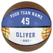 Modern Blue Player Kinder op maat Basketbal (Voorkant)