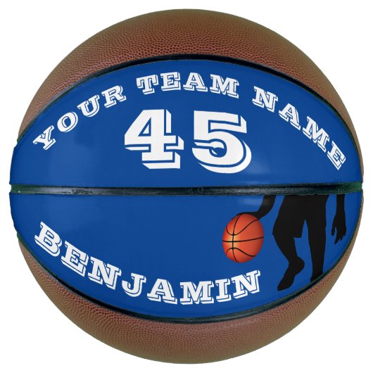 Modern Blue Player Team Name Number Basketball Basketbal (Voorkant)