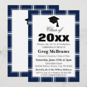 Modern Blue Plays Graduation Party Kaart (Voorkant / Achterkant)