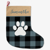 Modern Blue Pset & Name Dog Paw Grote Kerstsok (Voorkant)