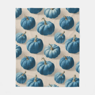 Modern Blue Pumpkin Herfst ontwerp Fleece Deken
