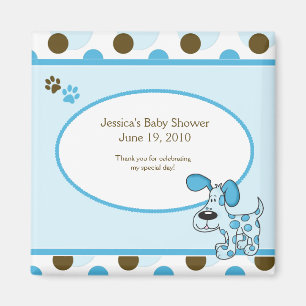 Modern Blue Puppy Baby shower Magnet Favor Magneet