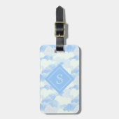 Modern Blue Rain Clouds Monogram op maat Bagagelabel (Voorkant verticaal)