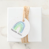 Modern Blue Rainbow Baby shower Favor Gift Label (In situ)