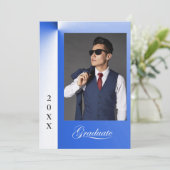 Modern Blue-ray Afstuderen Aankondiging met foto (Staand voorkant)